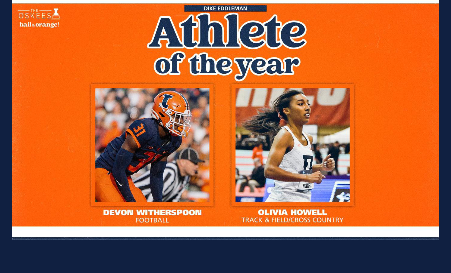 graphic courtesy of Intercollegiate Athletics includes images of Dike Eddleman Award winners Devon Witherspoon and Olivia Howell
