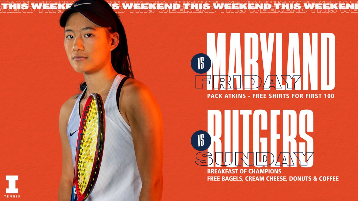 Graphic promoting the weekend matches includes photo of junior Ashley Yeah