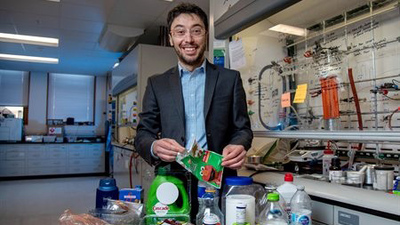 Professor Damien Guironnet leads a new effort to create plastic packaging material that could be recycled or biodegrade.