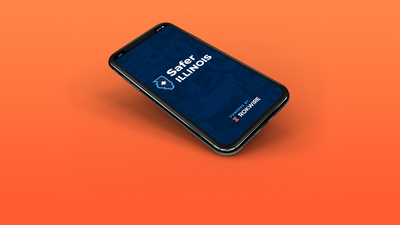 Safer Illinois app displayed on smart phone. Mock up/graphics by Michael Vincent