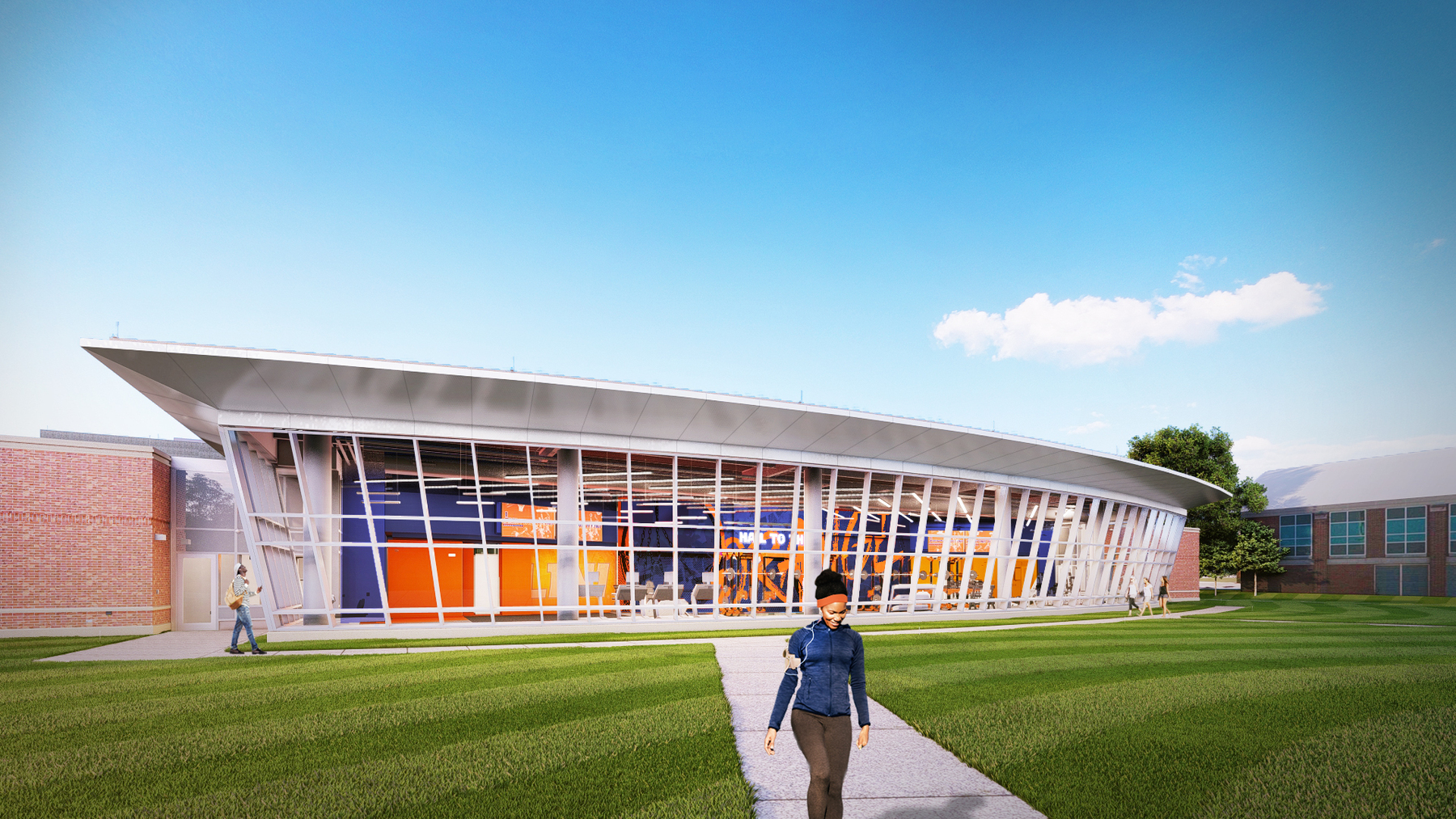 artist's exterior view of expanded Ubben Basketball Complex