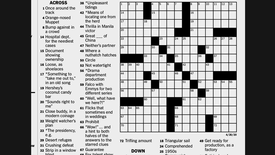 example of a New York Times crossword puzzle