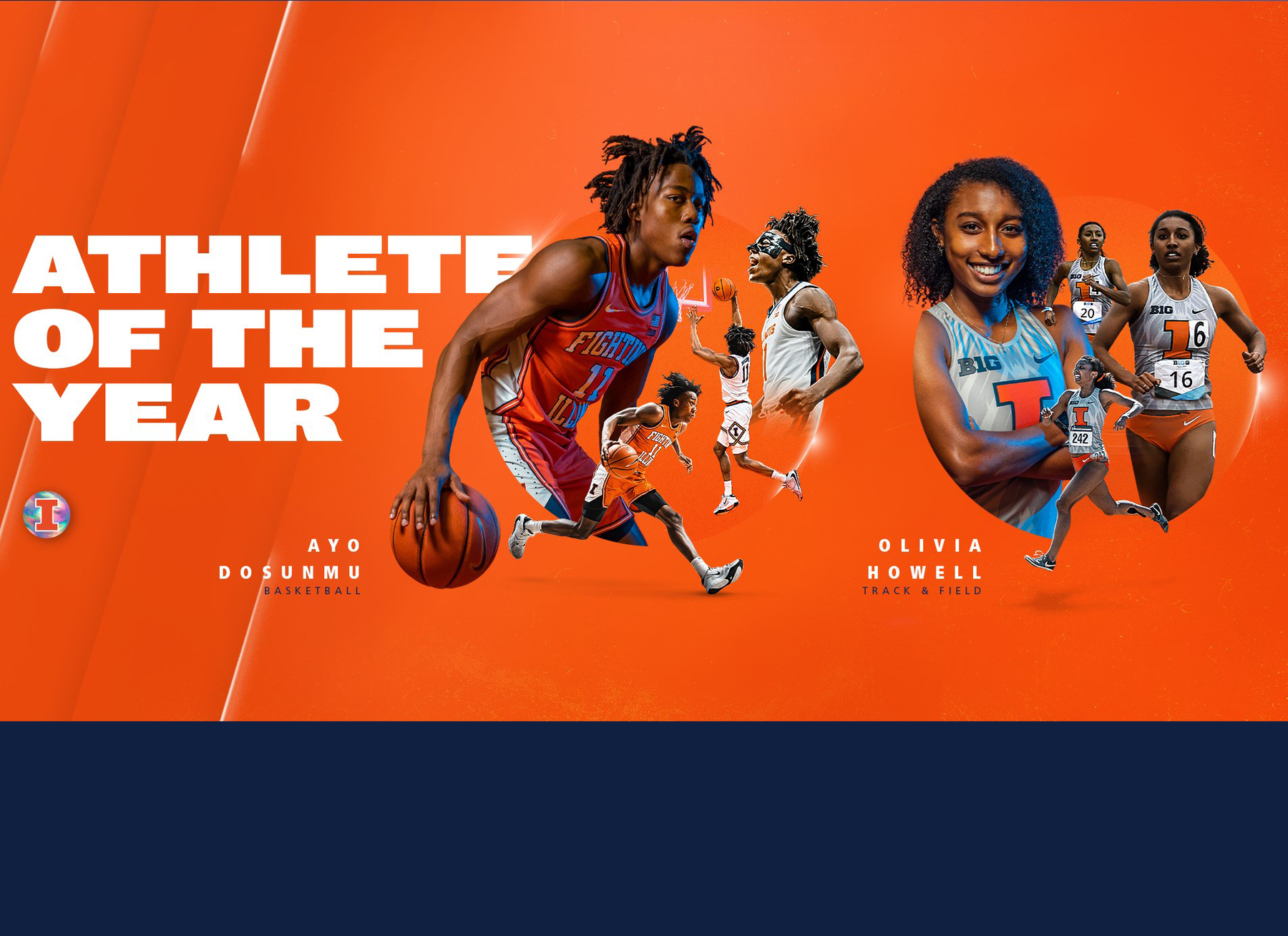 action pictures of the winners used in a graphic announcing Athlete the Year honors