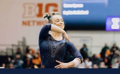 an Illinois gymnast performs her floor routine
