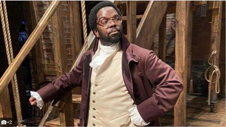 Jonathan Butler-Duplessis in costume as Aaron Burr from 'Hamilton.'