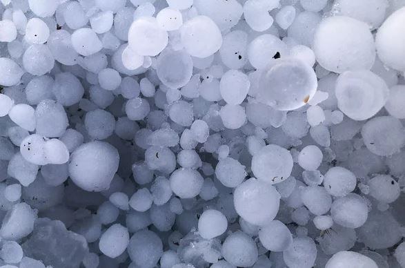 Hailstones are seen after a storm in L'Aquila, Italy, on July 4, 2023. Credit: NurPhoto/Getty Images