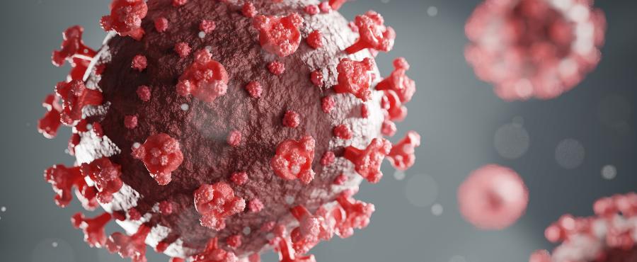 close up of coronavirus molecule.