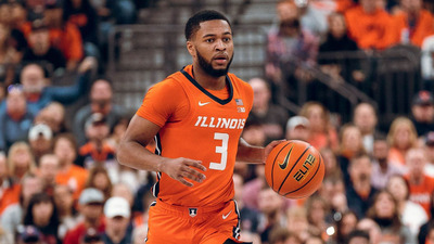 Freshman guard Jayden Epps brings the ball up for the Illini