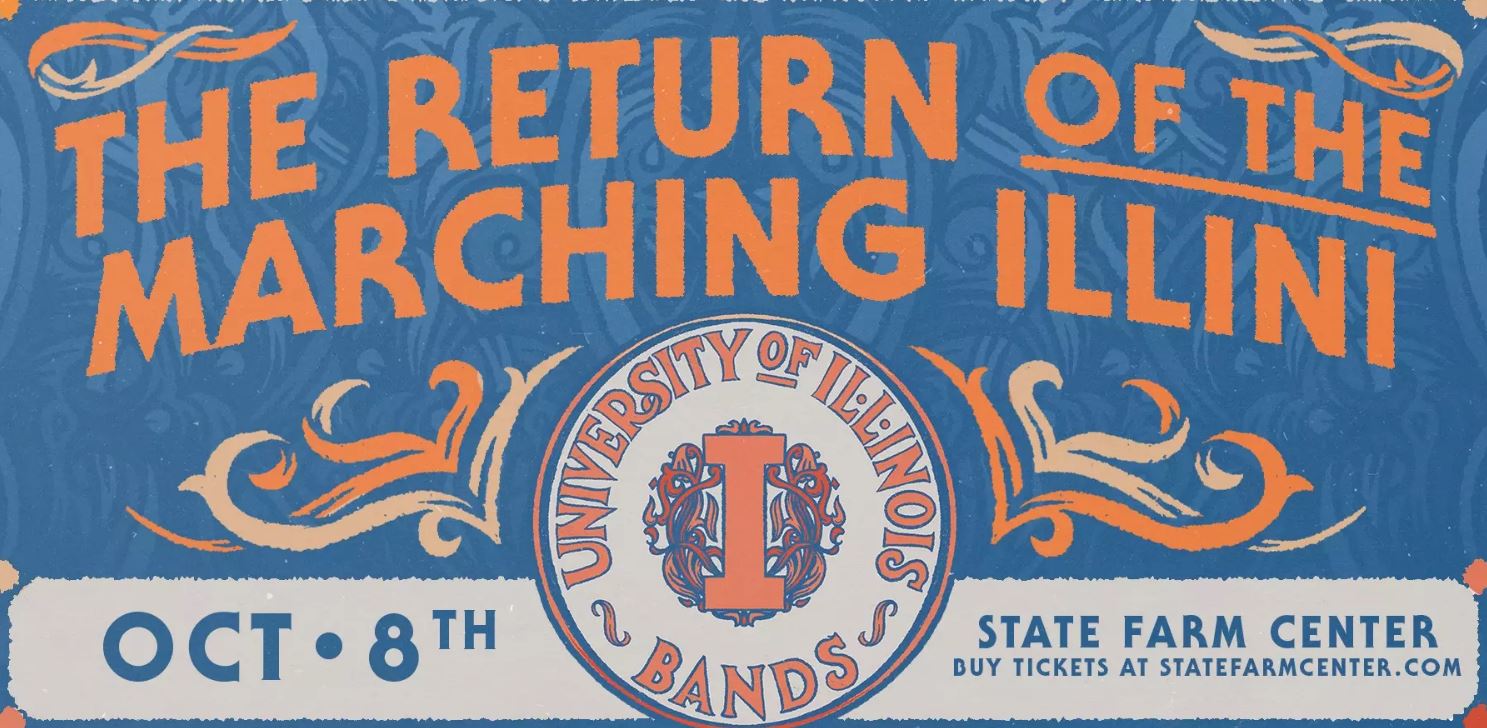 faded orange and blue graphic advertising this concert