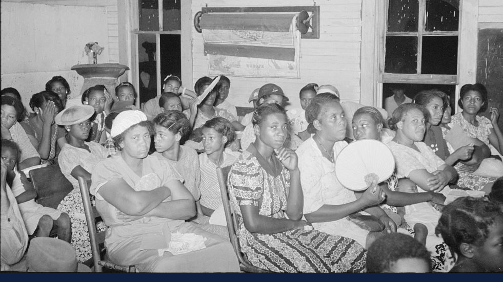 Group of Negro women at revival meeting, La Forge, Missouri in 1938. Public Domain