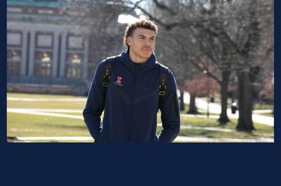 Coleman Hawkins walks on the Quad. He is pursuing a degree in Recreation, Sport & Tourism.