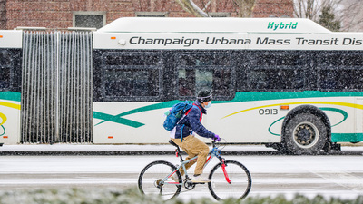 A new U. of I. study uses the Champaign-Urbana Mass Transit District as a case study to identify examples of inequity in mass transit accessibility within marginalized communities. Image of C-U MTD bus stop by Fred Zwicky