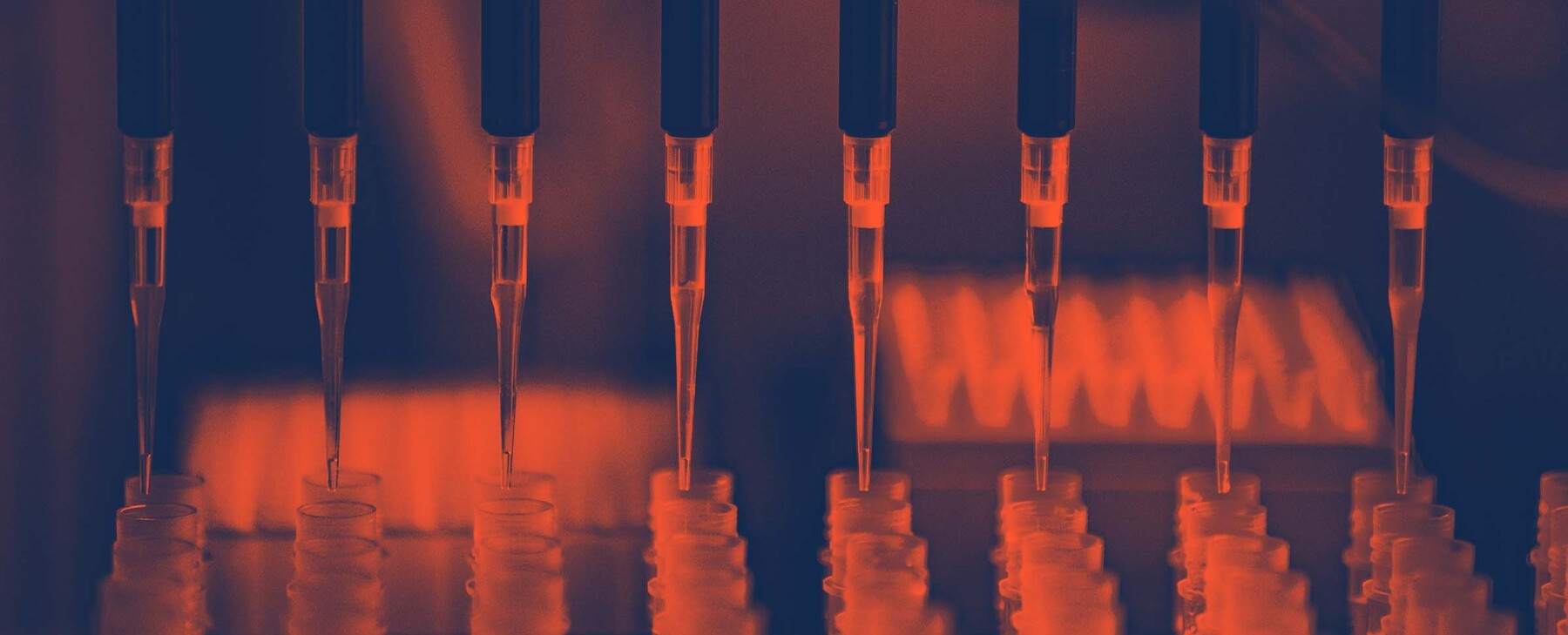 test tubes with an orange and blue filter overtop it