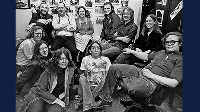 Student journalists pose for a photo in their offices at The Daily Illini in the early 1970s. Photo courtesy of Ron Logsdon