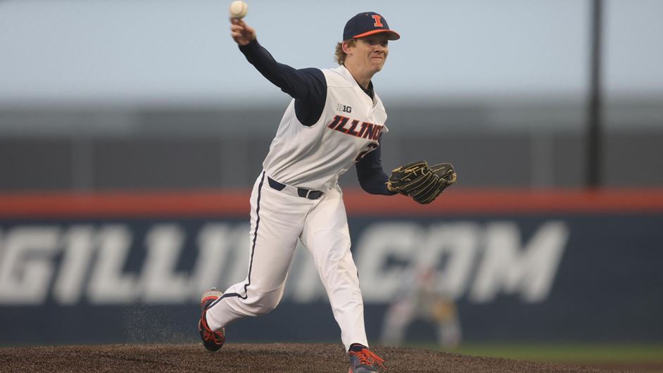 Game winning pitcher Crayton Burnett on the mound