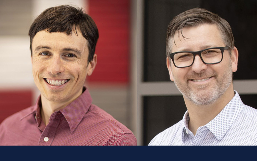 researchers Allen Barton (left) and Doug Smith found opioid use among Illinois high school students tied to other substance use and mental health concerns. Photo by L. Brian Stauffer.