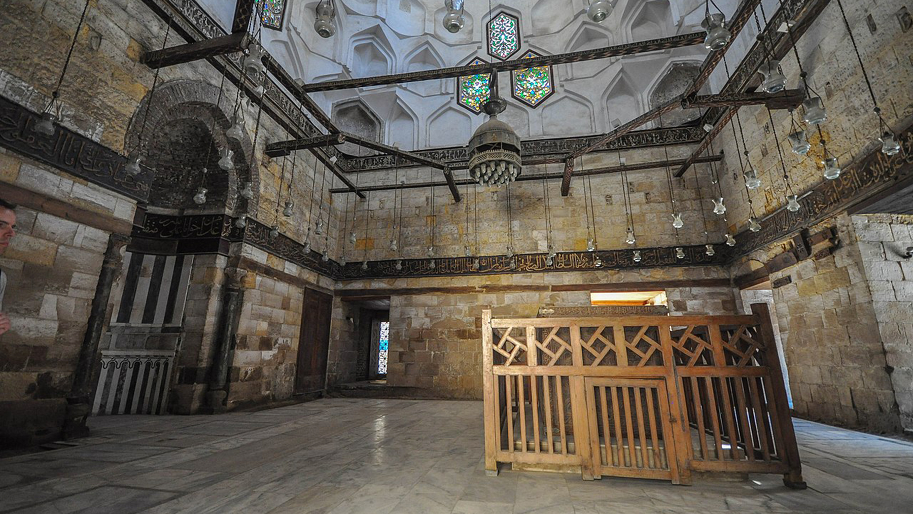 The interior of the mausoleum of Sultan Salih Najm al-Din Ayyub.  Photo by Jorge Lascar; Courtesy Wikimedia