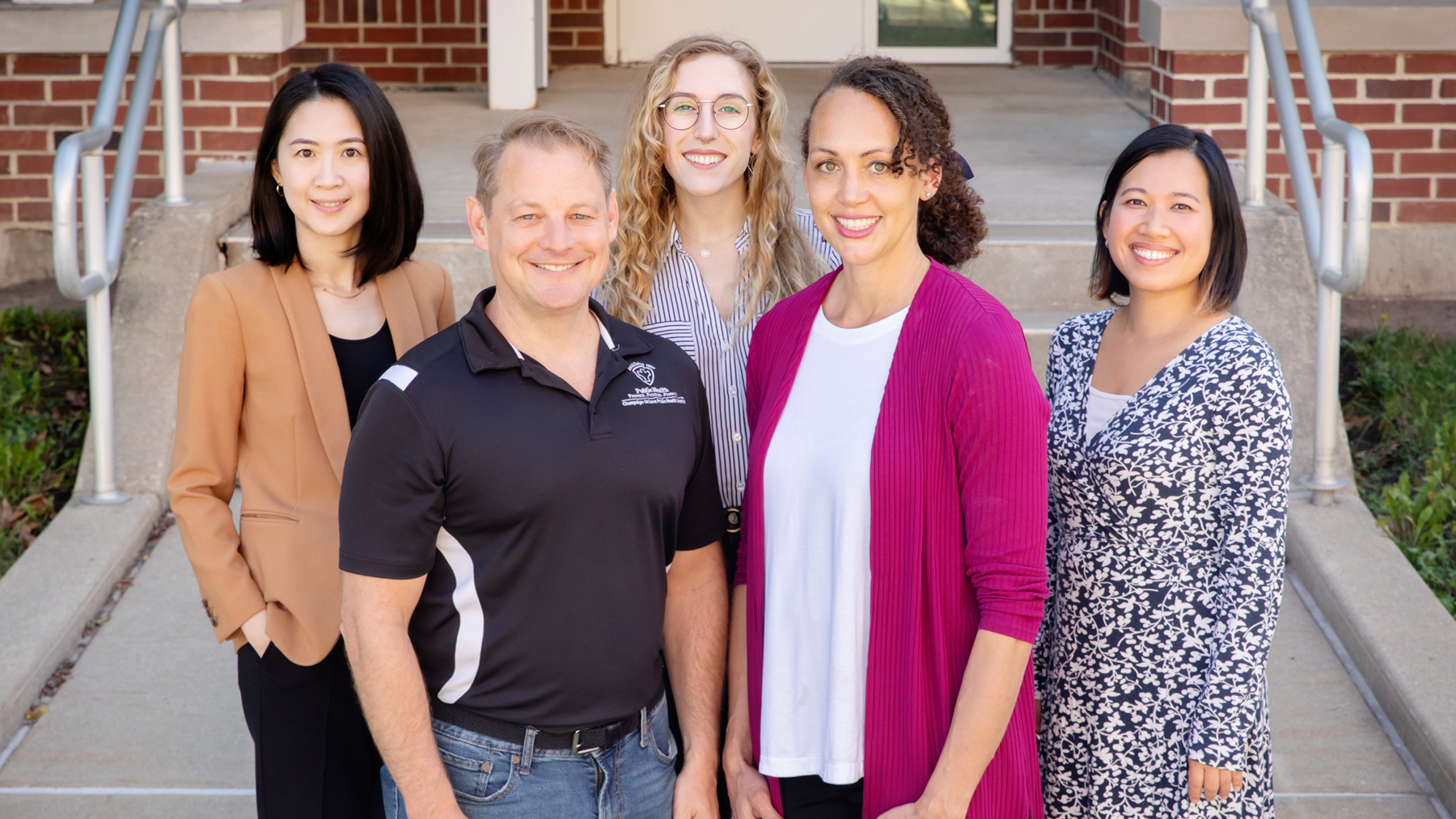 doctoral student Wan-Jung (Wendy) Hsieh; Brandon Meline, director of the Maternal and Child Health Division at the Champaign-Urbana Public Health District; doctoral student Marissa Sbrilli; and social work professors Karen Tabb and Tuyet-Mai Ha Hoang.  Photo by L. Brian Stauffer