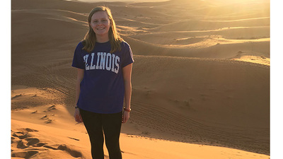 Illini senior Jenna Davis in the desert in Morocco in Jan 2017