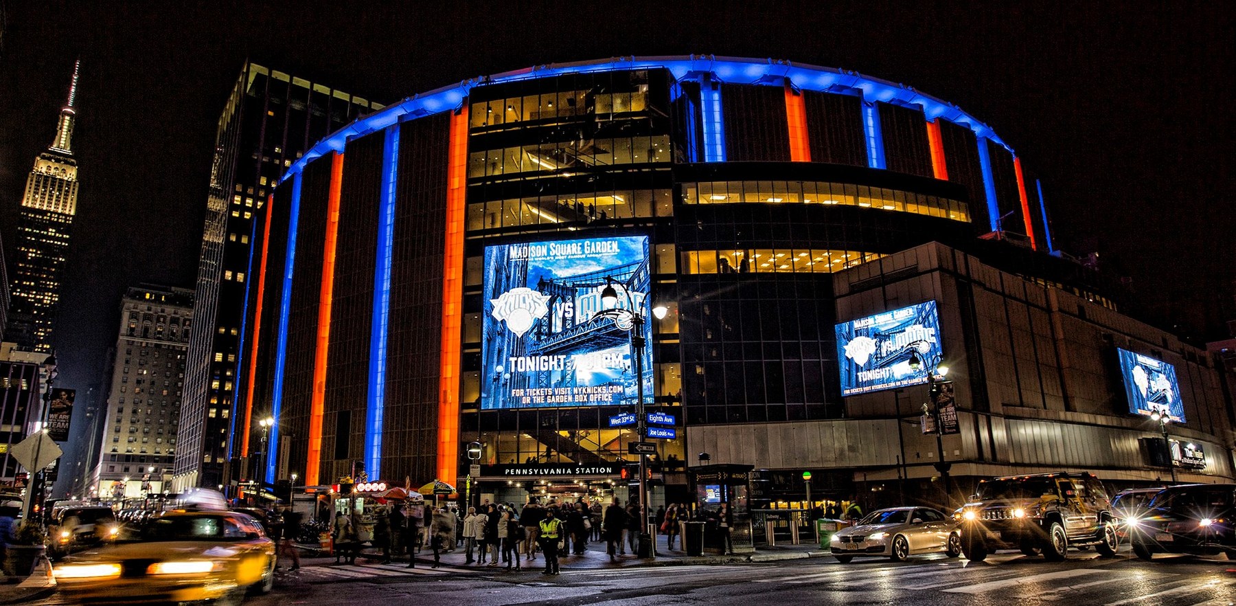 exterior of Madison Square Garden in New York