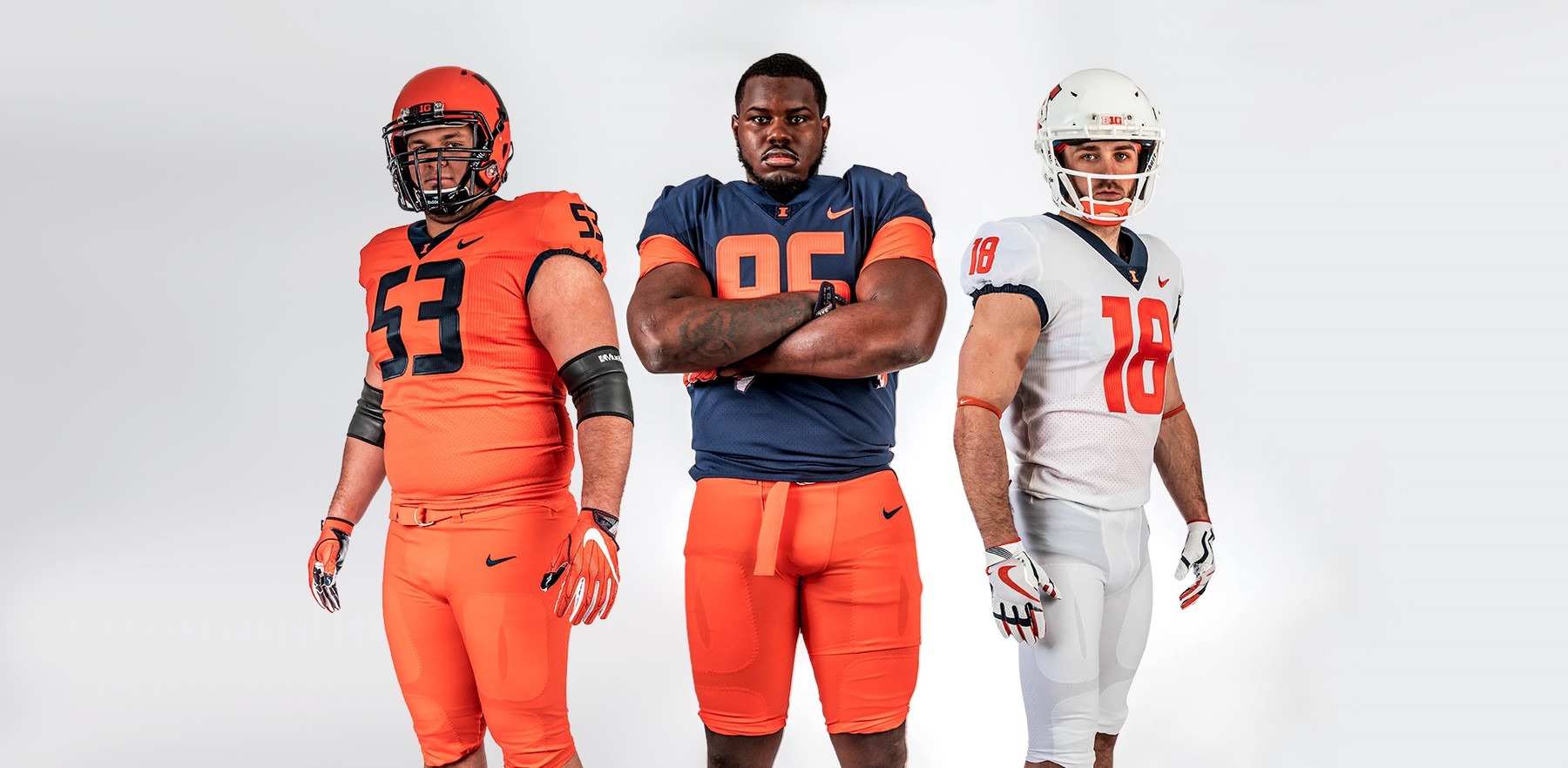 blue and orange football uniforms