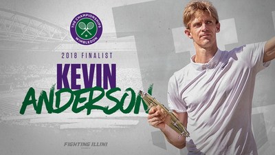 Kevin Anderson with Wimbledon Championship logo