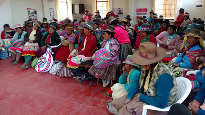 The weavers gather in a community center in Tambo Perccaro. Photo by Francisco Seuffenheld