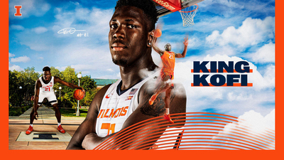 images of Kofi Cockburn in graphic with text, 'King Kofi'