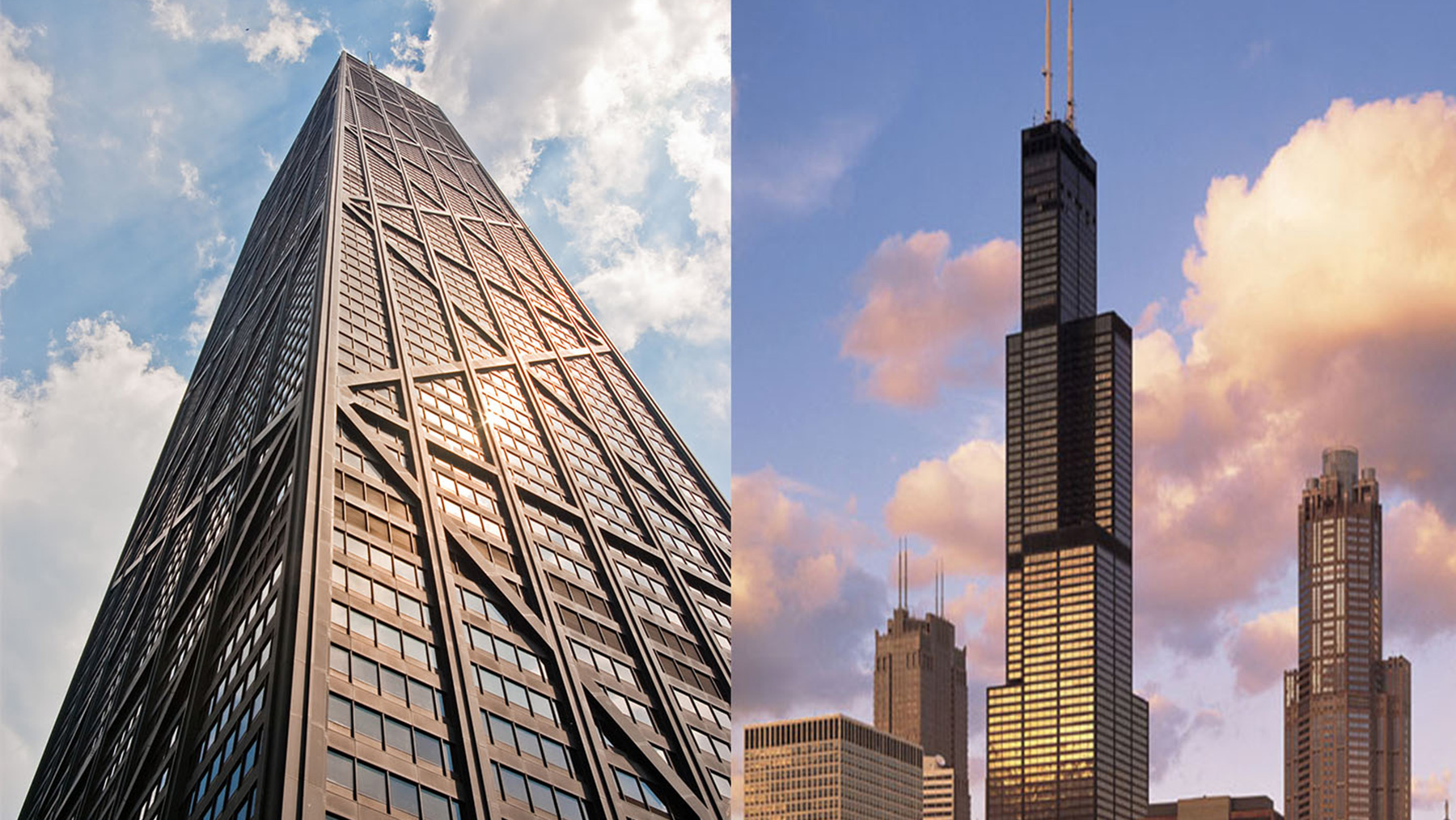 the skyscrapers formerly known as Sears Tower and the John Hancock building