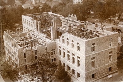 Groundbreaking for the future Altgeld Hall occurred on June 10, 1896. This photo displays the construction effort as the building opened in 1897. (University Archives.)