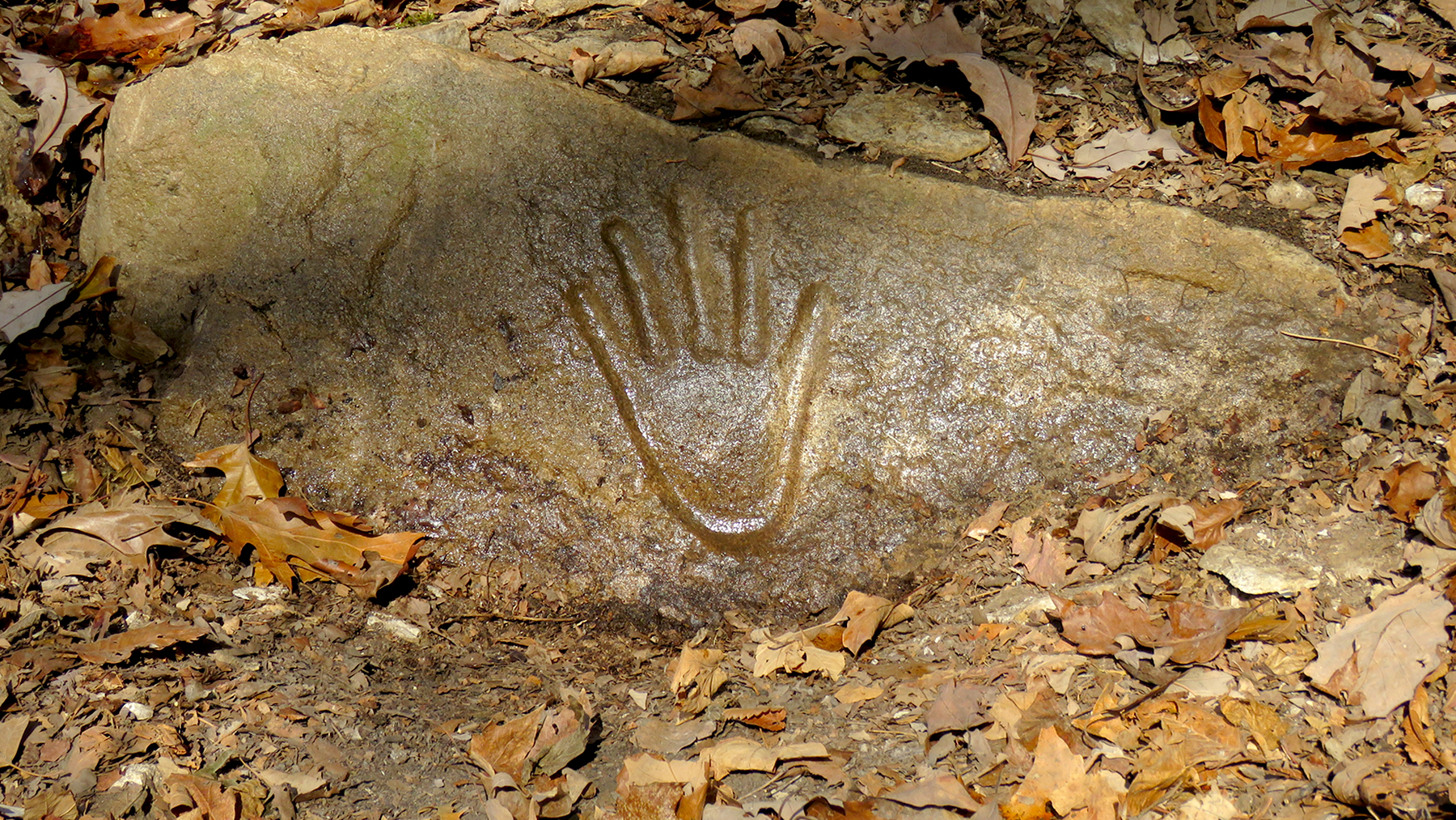 petrosglyph of a hand in Monroe County, Illinois