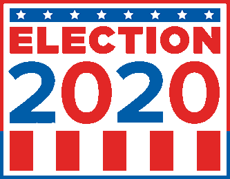 'election 2020' graphic changes color