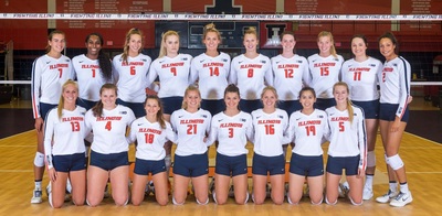2019 team photo of the Illini Volleyball team
