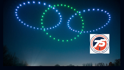 Photo of lighted drones flying in formation provided by Firefly Drone Shows
