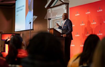 Chancellor Robert Jones delivers his State of the University address on January 24, 2020.