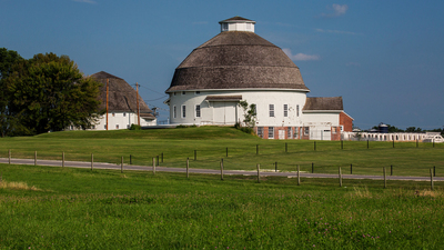 historic round barns on the South Farms area of campus