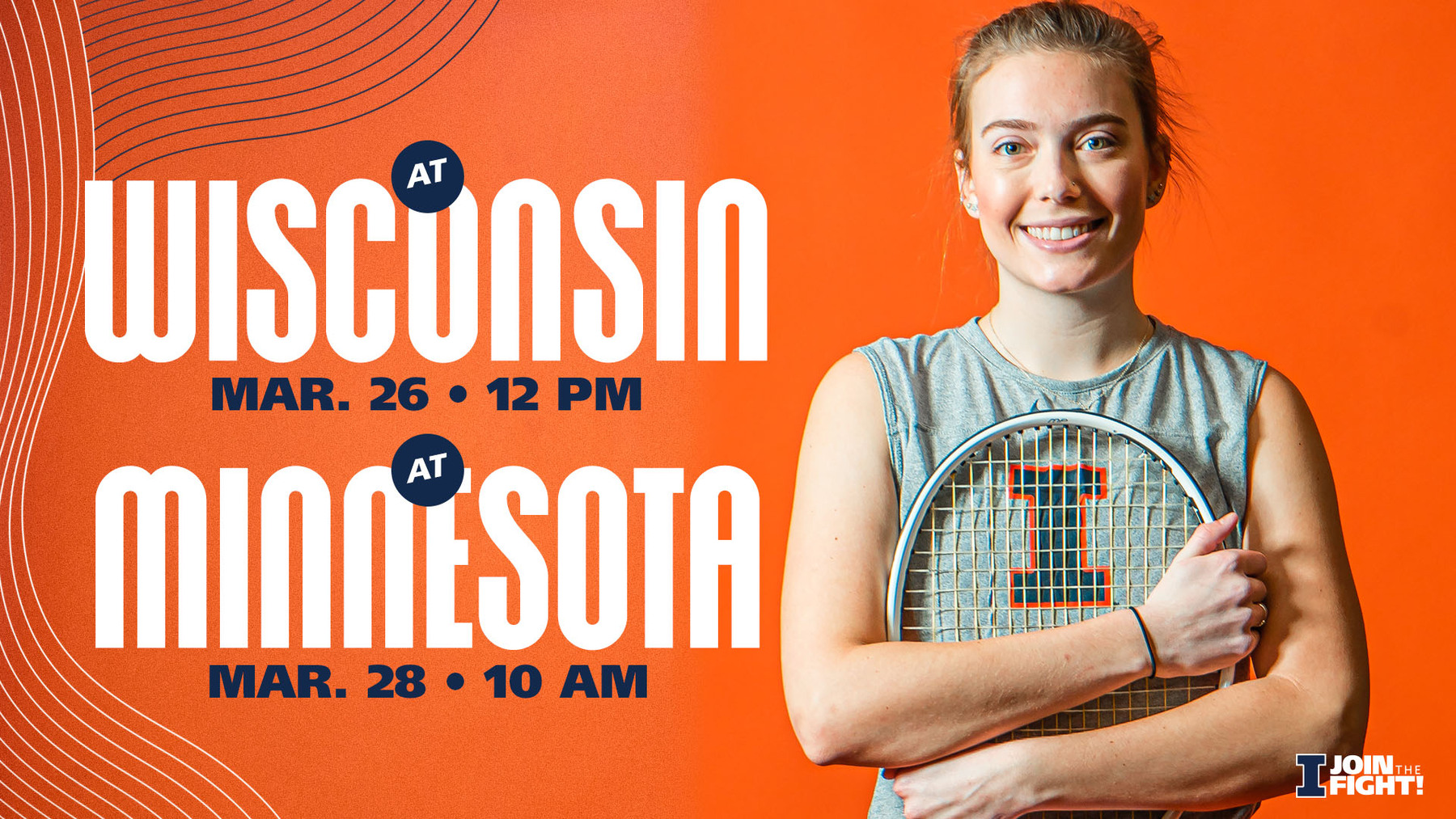 promotional graphic for Women's Tennis games on March 26 & 28