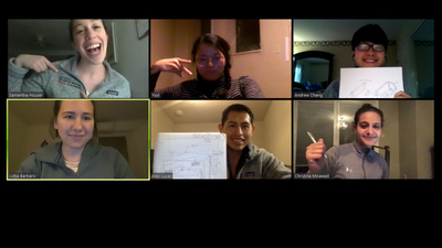 screen image from Zoom meeting shows eight Carle Illinois College of Medicine students