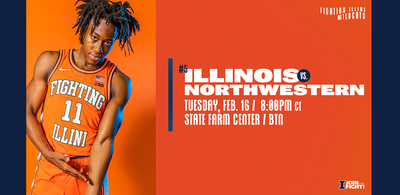 Ayo Dosunmu promtional image used in graphic promoting the Feb. 16, 2021, game