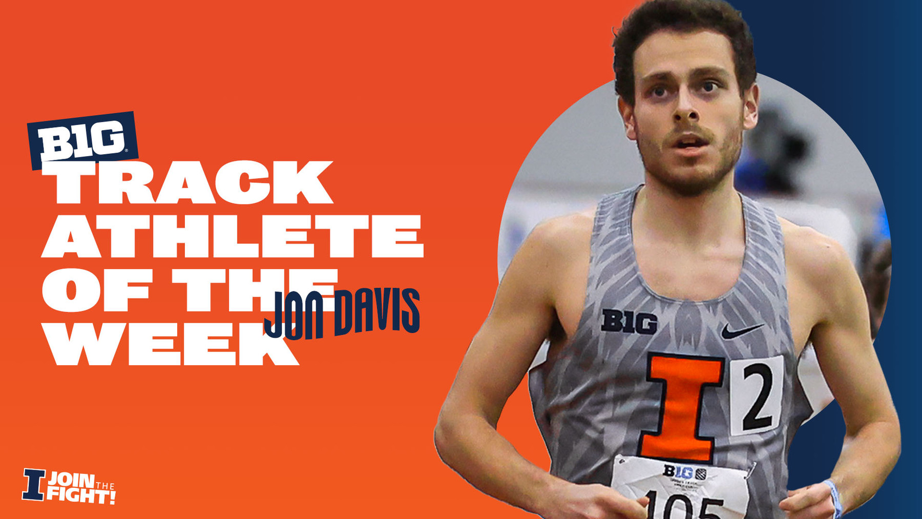 image of Jon Davis running with graphic congratulating him on Athlete of the Week honors