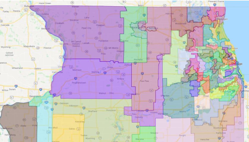 proposed redistricting map (ca. 2021) of the northern half of Illinois