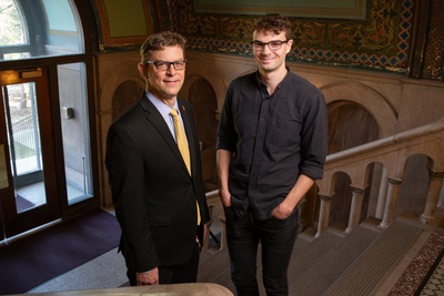 Professor Richard Sowers, left, and recent graduate Daniel Carmody have developed a new computer algorithm that will help urban planners understand and measure traffic congestion and suggest alternative routes.
