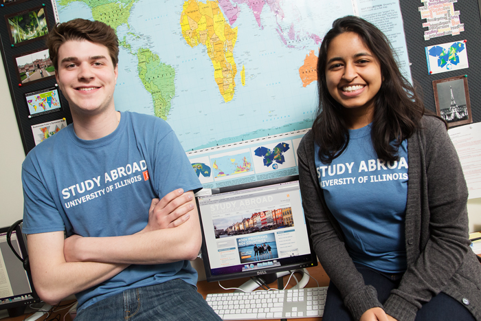 Having both studied overseas, Study Abroad student advisers Bobby Warshaw and Ruchi Tekriwall are able to share their first-hand knowledge with other students considering participating in a U. of I. program.