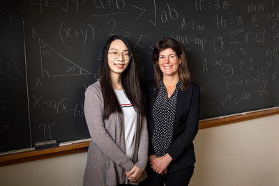 Photo of psychology professor Eva Pomerantz and graduate student Jiawen Wu