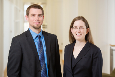Photo of then-doctoral student Tyler Kearney and education faculty member Jennifer Delaney