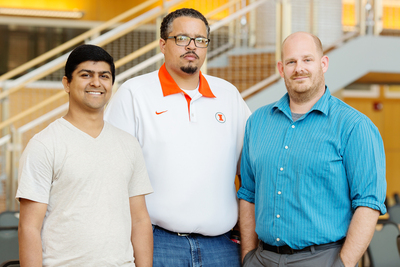 University of Illinois graduate students, from left, Shubhanshu Mishra and Derek A. Houston and alumnus Daniel A. Collier analyzed the content and civility of comments posted on four prominent websites in response to President Obama's announcement of his proposed program, America's College Promise. Co-authors on the study were Nicholas D. Hartlep and Brandon O. Hensley, an education professor and recent alumnus, respectively, both of Illinois State University.