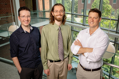 University of Illinois researchers Jeremy Guest, left, John Trimmer and Daniel Miller have developed a conceptual roadmap to help guide others through the unexplored environmental and economic aspects of sanitation.