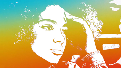 A young woman looks pensively out of frame.