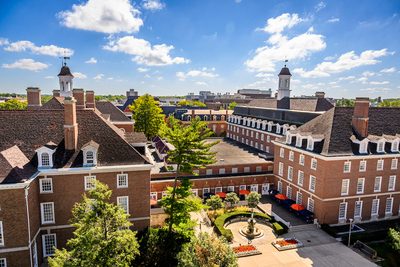 An elevated view of the Illini Union at the University of Illinois Urbana-Champaign. (Photo by Fred Zwicky / University of Illinois Urbana-Champaign)