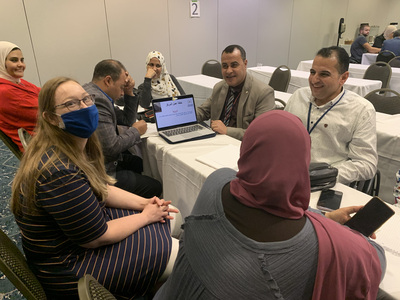 Participants from the September 2022 Amideast Egypt Study Tour talk with members of Disability Resources and Educational Services during one of last year's sessions.